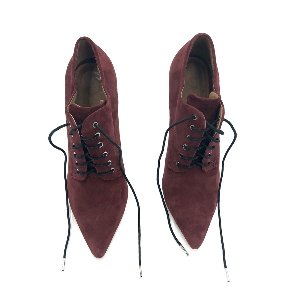 L.A.M.B. Isabella Wine Suede Lace-Up Bootie. Sz 9. - Picture 8 of 8